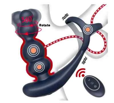 MEN POWERFUL 13 VIBRATION MODE 360° ROTATION BEADS PROSTATE MASSAGER STIMULATOR - Image 1 of 4