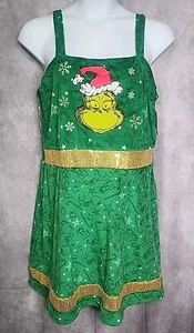 Dr. Seuss Grinch Christmas Mini Dress Womens Size XL Jumper Outfit Velvety - Picture 1 of 10