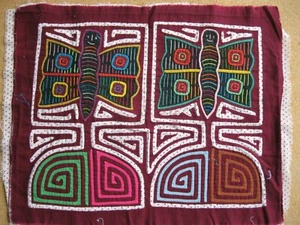Kuna Native Hand-Stitch Panama Mola E970 L Smiling Hummingbird Pair - Picture 1 of 3