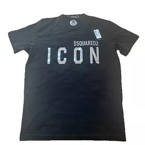 Dsquared2 ICON Reflective Print T-Shirt New With Tags Black Large - Picture 1 of 6