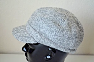 AUGUST Damen Boucle Strick Zeitungsjungen Mütze Wollmischung grau elfenbein gefüttert Einheitsgröße - Bild 1 von 7
