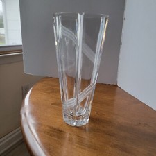 Vintage Mikasa Tall Heavy Groved Crystal Vase Yugoslavia 