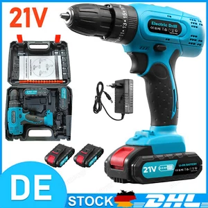 3 in 1 Akku Schlagbohrschrauber 21V Akkuschrauber Set Mit 2 Akkus + Koffer 21V - Bild 1 von 12