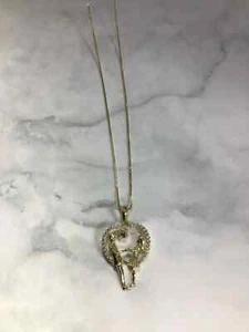 10k Solid Real yellow gold Heart Necklace Fancy Charm Pendant Valentine Gift - Picture 1 of 4