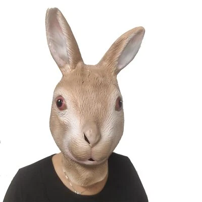Realistic Rabbit Mask,Easter Bunny Masks,Latex Grey Rabbit Mask,Bunny Headgear - Bild 1 von 4