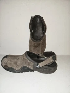 Crocs Men's Swiftwater Leather Clog Brown Men's Sz 8M - Picture 1 of 6