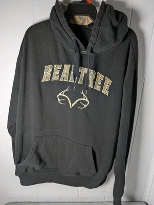Realtree Men's Hoodie Camo with Antlers Black Hoodie Size L Hunting Used - Image 1 of 4