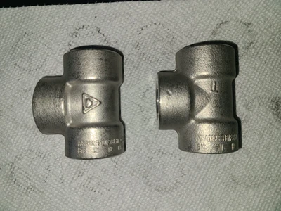 (Lot of 2) TEE 1/2" Class 3000 Socket Weld End 316 Forged Stainless Steel - Image 1 of 4