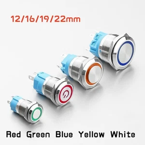 Metal Push Button Switch Momentary Latching On/Off LED Lamp 3-220V 12/16/19/22mm - Picture 1 of 16