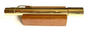 VINTAGE VAN CORT SMALL POCKET KALEIDOSCOPE BRASS PEN TYPE 5.25" LONG +WOOD STAND - Picture 1 of 6