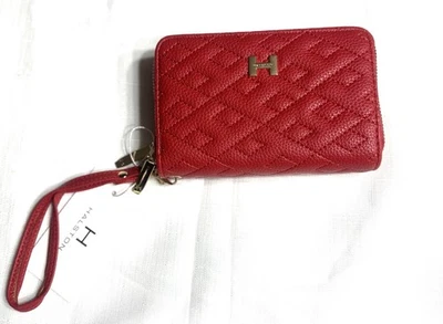 Halston Mujer Rojo Doble Cremallera Muñequera Cartera Acolchada Foto 1 de 4