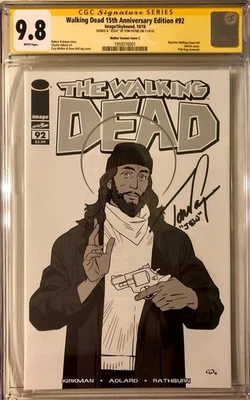 Walking Dead 92 15th Anniversary Walker C SS CGC 9.8 Sketch Tom Payne Jesus SIG! - Image 1 of 2