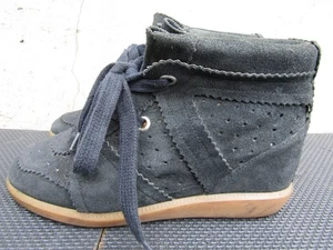 Isabel Marant Bobby Black Suede Leather Wedge Sneakers Women's - EU 38 | US 8 - Picture 1 of 9