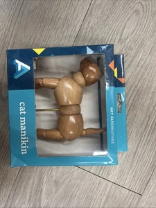 Articulated Wooden Cat Kitten Artist's Posable Jointed Model Mannequin 6" X 5" - Picture 1 of 7