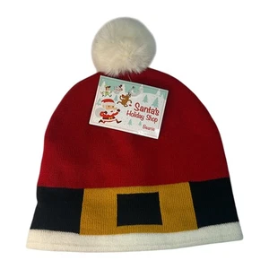 Santa Suit Christmas Pom Beanie Cap Hat Fitted One Size - Picture 1 of 4