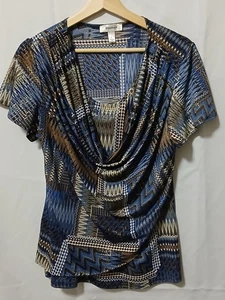 Abito Barn Dressbarn donna top taglia L made in USA poli/spandex maniche corte - Foto 1 di 9