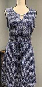 NWT Ann Taylor 10 Sleeveless Geometric Blue Lined $88 Retail - Picture 1 of 7