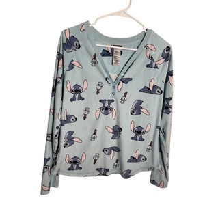 Disney Stitch and Scrump女式中号蓝色长袖睡眠衬衫 - 第 1 张/共 9 张