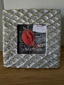Ocean Fish Scales Glitter 3D Picture Frame Mermaid 4 x 4 Max Studio Beach GC - Picture 1 of 8