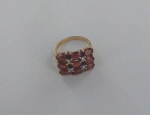 10K Gold Ring with 9 GARNET Stones Size 7 - Picture 1 of 4