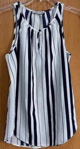 Dalia Womens Stripe Sleeveless Blouse Tunic Pullover Top Black White Size S - Picture 1 of 6