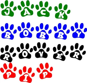 NOMBRE DE LA MASCOTA Paw print Pegatina de vinilo Jaula de arte de pared ¡GATO / PERRO! ¡Compre 2 y obtenga 1 gratis! - Imagen 1 de 2