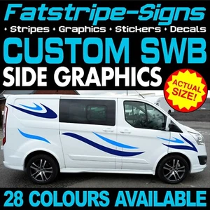 para adaptarse a FORD TRANSIT CUSTOM SWB GRÁFICOS PEGATINAS A RAYAS CALCOMANÍAS ST M FURGONETA DEPORTIVA - Imagen 1 de 2