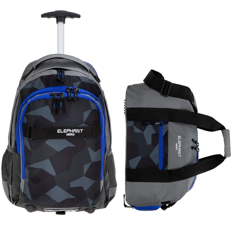 2T Set Trolley Elephant Hero Signature Schultrolley + Tasche 12771 Cyber Camo BL - Bild 1 von 4