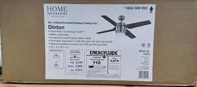 Dinton 52 in. Matte Brass Outdoor Ceiling Fan with White Color FOR PARTS ONLY - Image 1 of 4