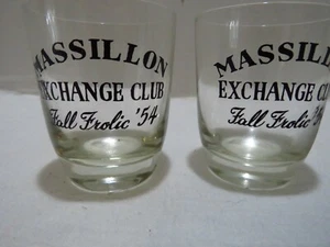 VINTAGE 1954 MASSILLON EXCHANGE CLUB HERBST FROLIC GLÄSER SET 2-4 UNZEN - Bild 1 von 8
