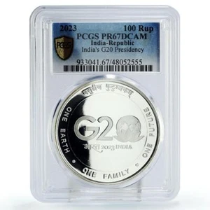 India 100 rupees G20 Presidency Politics PR67 PCGS silver coin 2023 - Picture 1 of 2