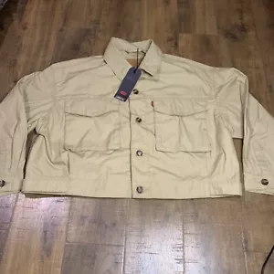 $98 Womens Levis Premium Loose Utility Cotton Twill Trucker Jacket Brown Size XL - Picture 1 of 5