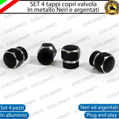 COPRIVALVOLA PNEUMATICI TAPPI VALVOLA IN ALLUMINIO ARGENTATI E NERI PER MINI - Immagine 1 di 3