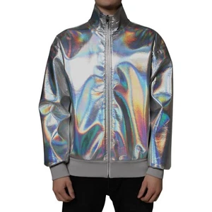 DOLCE & GABBANA Jacket Silver Iridescent Full Zip Men Bomber IT50/US40/L 830usd - Picture 1 of 9