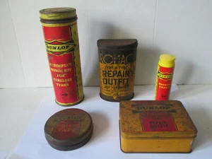 Selection of 5 x Dunlop, Romac tins. Dunlop puncture repair tins. Romac tins. - Picture 1 of 2