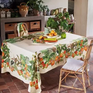 Tablecloth 61x102 in. Vintage Garden Garnier Thiebaut French printed Linen sale - Picture 1 of 2