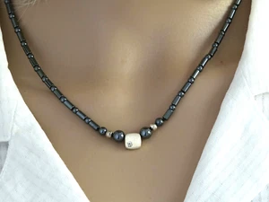 Edelsteinkette, Hämatitkette, Blutsteincollier,, Halskette, , 45 cm-Kette - Bild 1 von 7