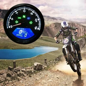 Digital LCD Motorcycle Speedometer Odometer Speedo Meter Gauge 12000RPM 8-18V UK - Picture 1 of 7