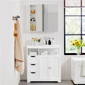Armario de Suelo para Baño con Cajones y Estante Ajustable 80.5×30×86.5cm Blanco - Imagen 1 de 10