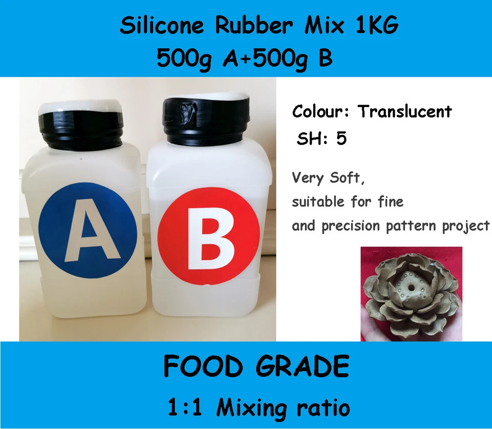 FOOD GRADE Silicone Rubber Mould making Mix 1KG 1:1 Translucent SH05 candle soap - image 1 of 1