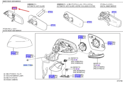 TOYOTA HIGHLANDER MK4 Interior Rear View Mirror 878100WS30 NEW GENUINE - Image 1 of 2
