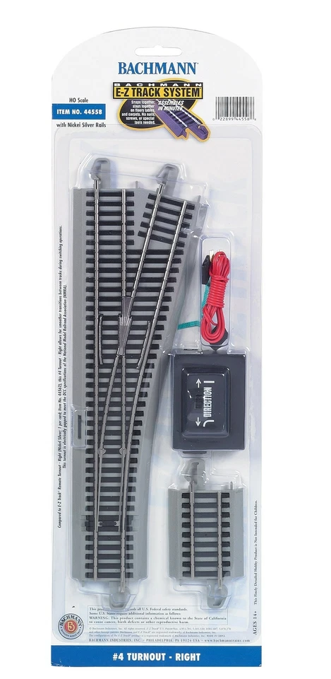 Bachmann E-Z Track ~ New 2025 ~ #4 Turnout Switch ~ Right ~ HO Scale 44558 - Image 1 of 1