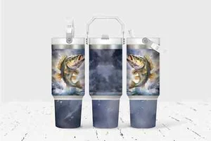 Fishing 30 oz Flip Top Tumbler - Picture 1 of 1