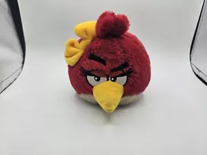 Angry Birds Girl Red Plush Yellow Bow 5" 2012 Commonwealth WORKING SOUND - Picture 1 of 6