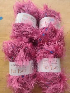 Yarn MODA DEA Fur Ever Pinksuasion #3743 Lot Of 4 49 Yds Each (196 Yards Total) - Picture 1 of 6