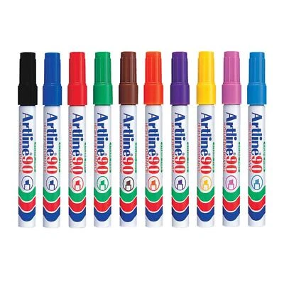 10Pcs Artline 90 High Performance Permanent Marker Pens | Office Stationery Pen - Image 1 of 4