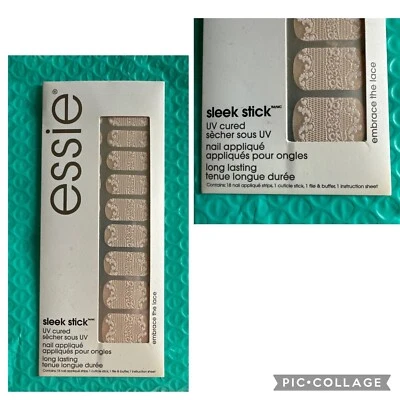 Tiras de apliques de uñas curadas UV Essie Sleek Stick - ABRAZA EL ENCAJE - 18 quilates Foto 1 de 2