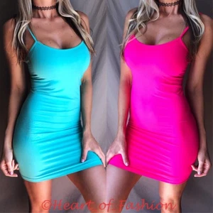 Para mujeres SEXY BASIC Delgado ceñido al cuerpo Elastizado Sin costuras Mini Vestido Túnica Deslizante Largo Cami - Imagen 1 de 5