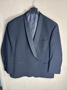 Men's Black Calvin Klein Tuxedo Jacket 56L One 1 Button Shawl Super 100's Wool - Picture 1 of 15