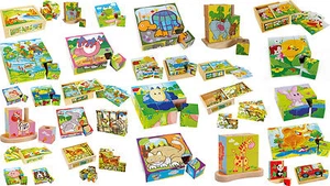 CUBE PUZZLES wooden farm animals panda bear country life NEW - Picture 1 of 20